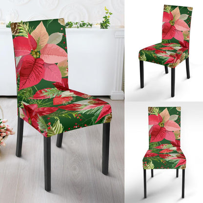 Poinsettia Pattern Print Design POT03 Dining Chair Slipcover-JORJUNE.COM