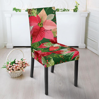 Poinsettia Pattern Print Design POT03 Dining Chair Slipcover-JORJUNE.COM