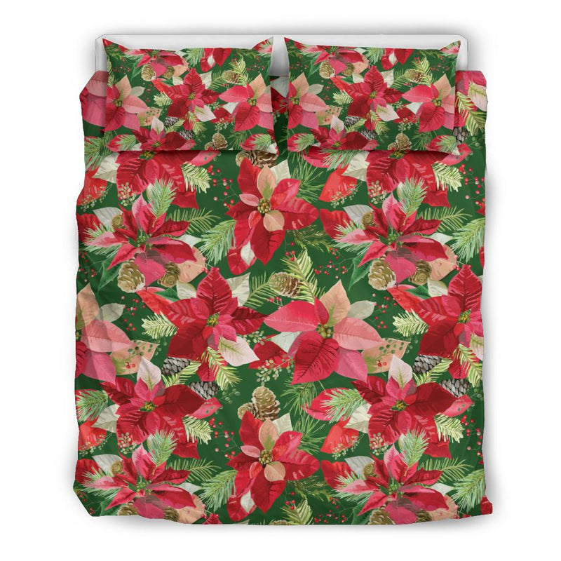 Poinsettia Pattern Print Design POT03 Duvet Cover Bedding Set-JORJUNE.COM