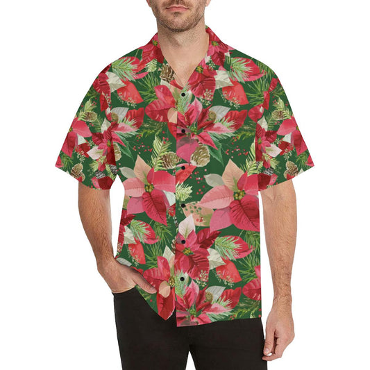 Poinsettia Pattern Print Design POT03 Men Hawaiian Shirt-JorJune