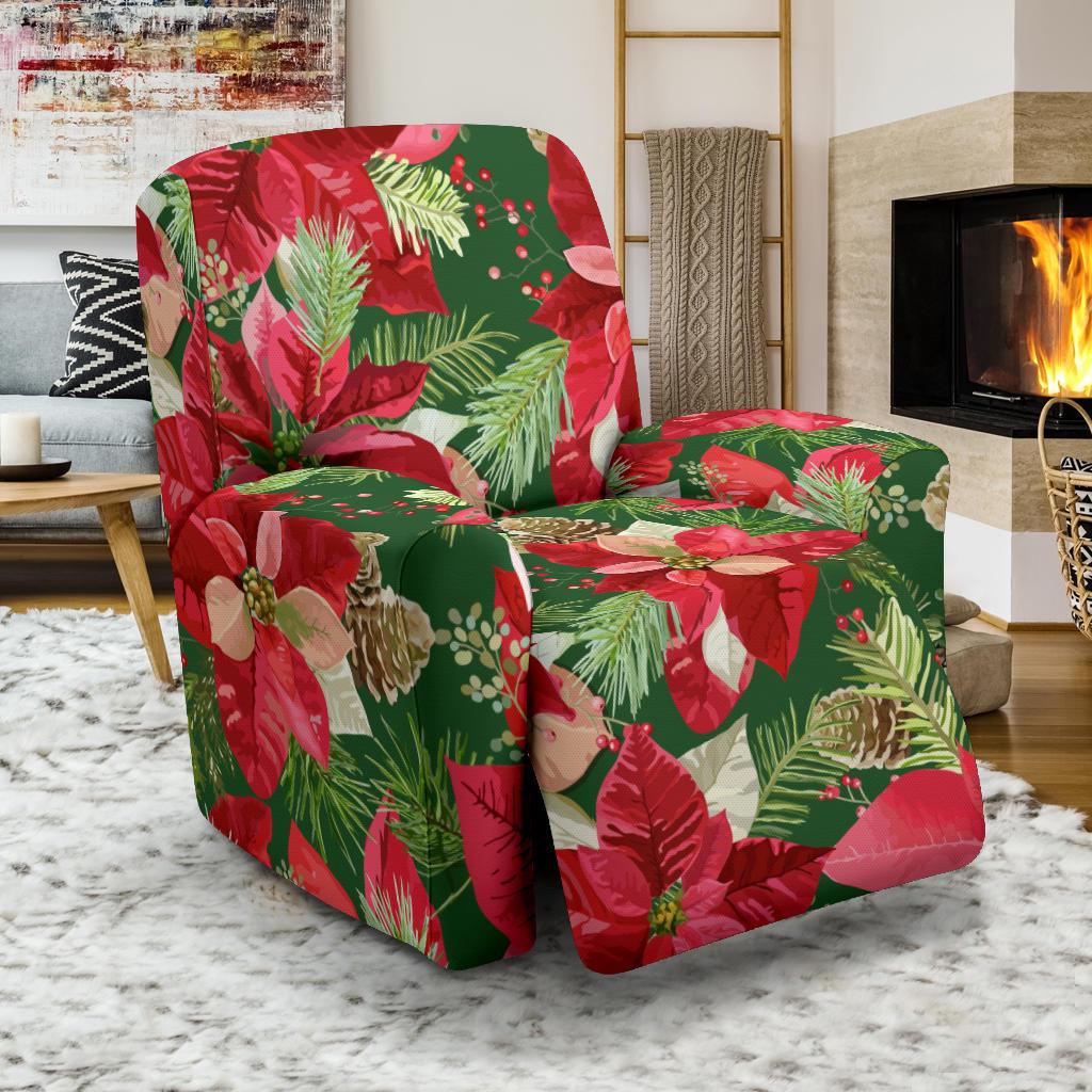 Poinsettia Pattern Print Design POT03 Recliner Slipcover-JORJUNE.COM