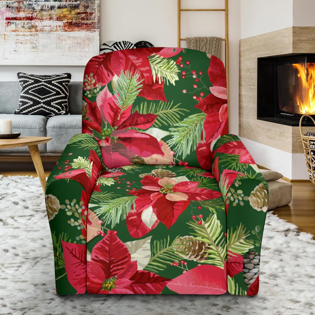 Poinsettia Pattern Print Design POT03 Recliner Slipcover-JORJUNE.COM