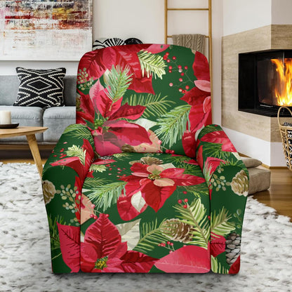 Poinsettia Pattern Print Design POT03 Recliner Slipcover-JORJUNE.COM