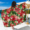 Poinsettia Pattern Print Design POT03 Sarong Pareo Wrap-JORJUNE.COM