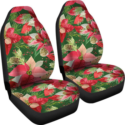 Poinsettia Pattern Print Design POT03 Universal Fit Car Seat Covers-JorJune