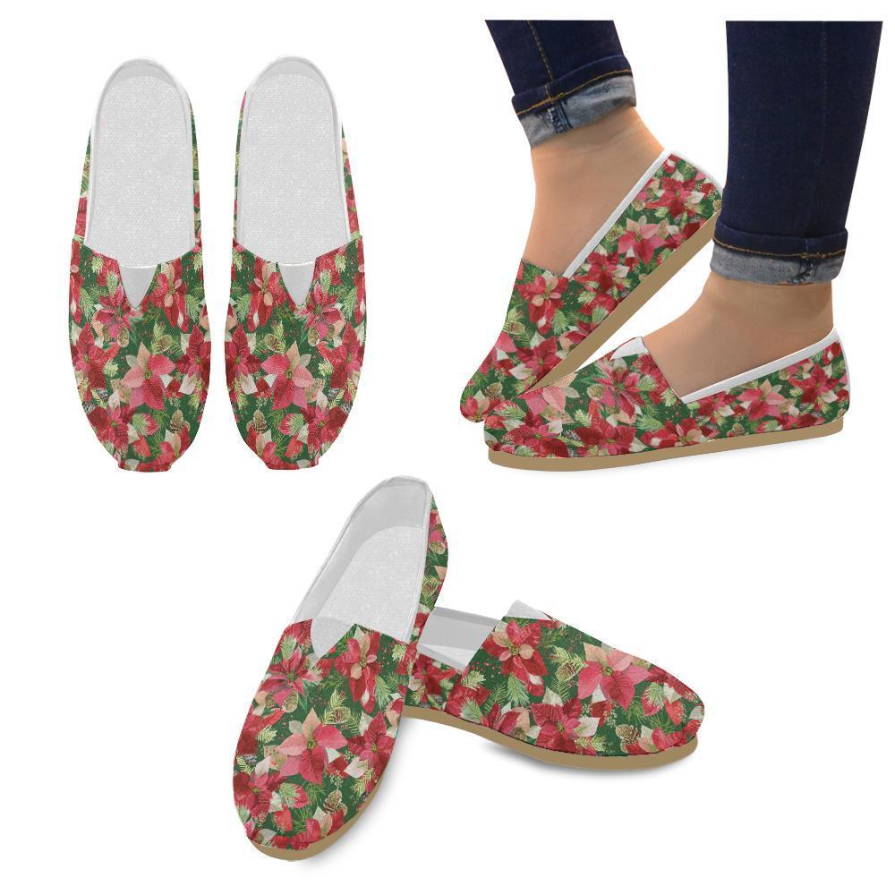 Poinsettia Pattern Print Design POT03 Women Casual Shoes-JorJune.com