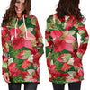 Poinsettia Pattern Print Design POT03 Women Hoodie Dress