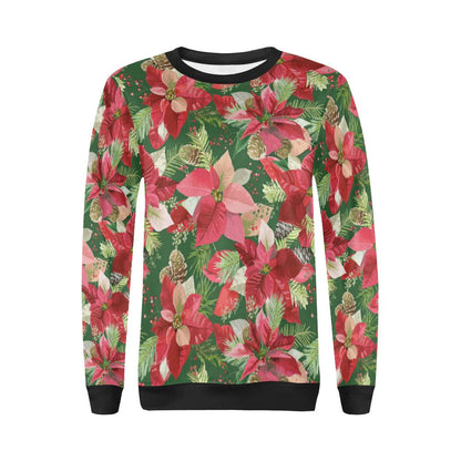 Poinsettia Pattern Print Design POT03 Women Long Sleeve Sweatshirt-JorJune