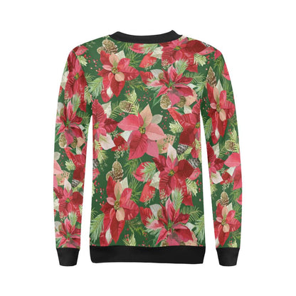 Poinsettia Pattern Print Design POT03 Women Long Sleeve Sweatshirt-JorJune