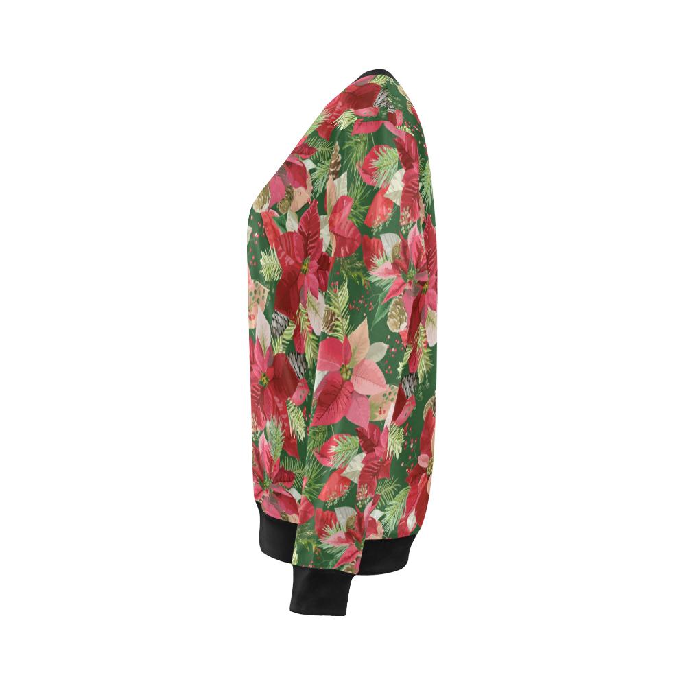 Poinsettia Pattern Print Design POT03 Women Long Sleeve Sweatshirt-JorJune