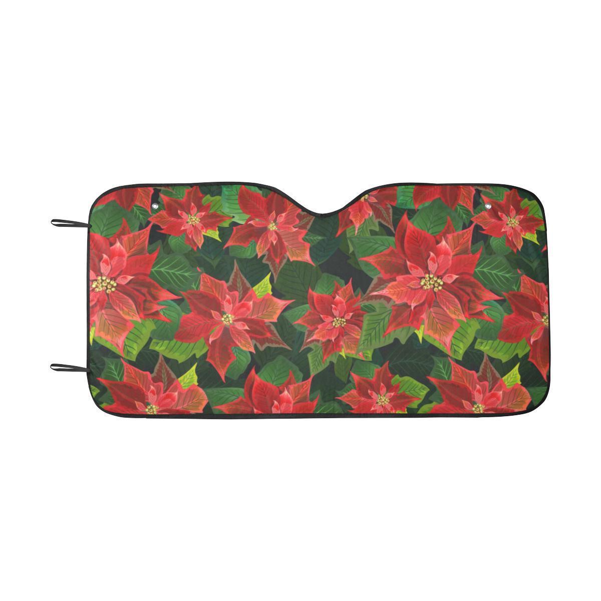 Poinsettia Pattern Print Design POT04 Car Sun Shade-JorJune