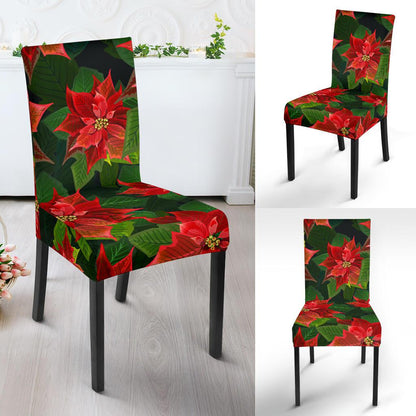 Poinsettia Pattern Print Design POT04 Dining Chair Slipcover-JORJUNE.COM