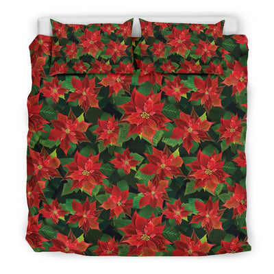 Poinsettia Pattern Print Design POT04 Duvet Cover Bedding Set-JORJUNE.COM