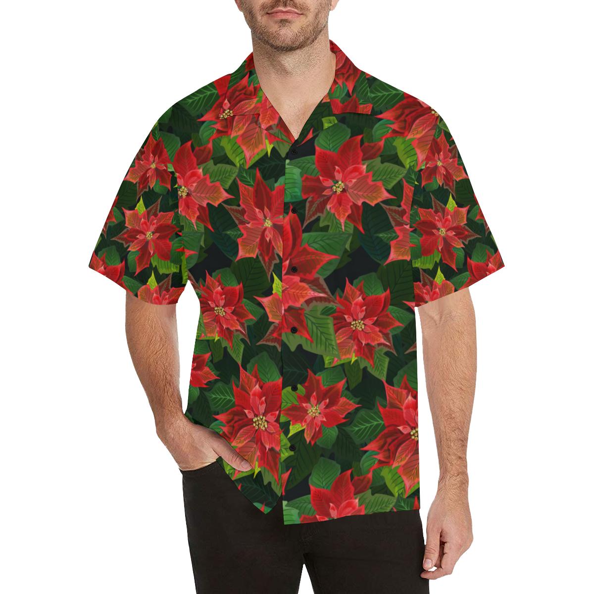 Poinsettia Pattern Print Design POT04 Men Hawaiian Shirt-JorJune