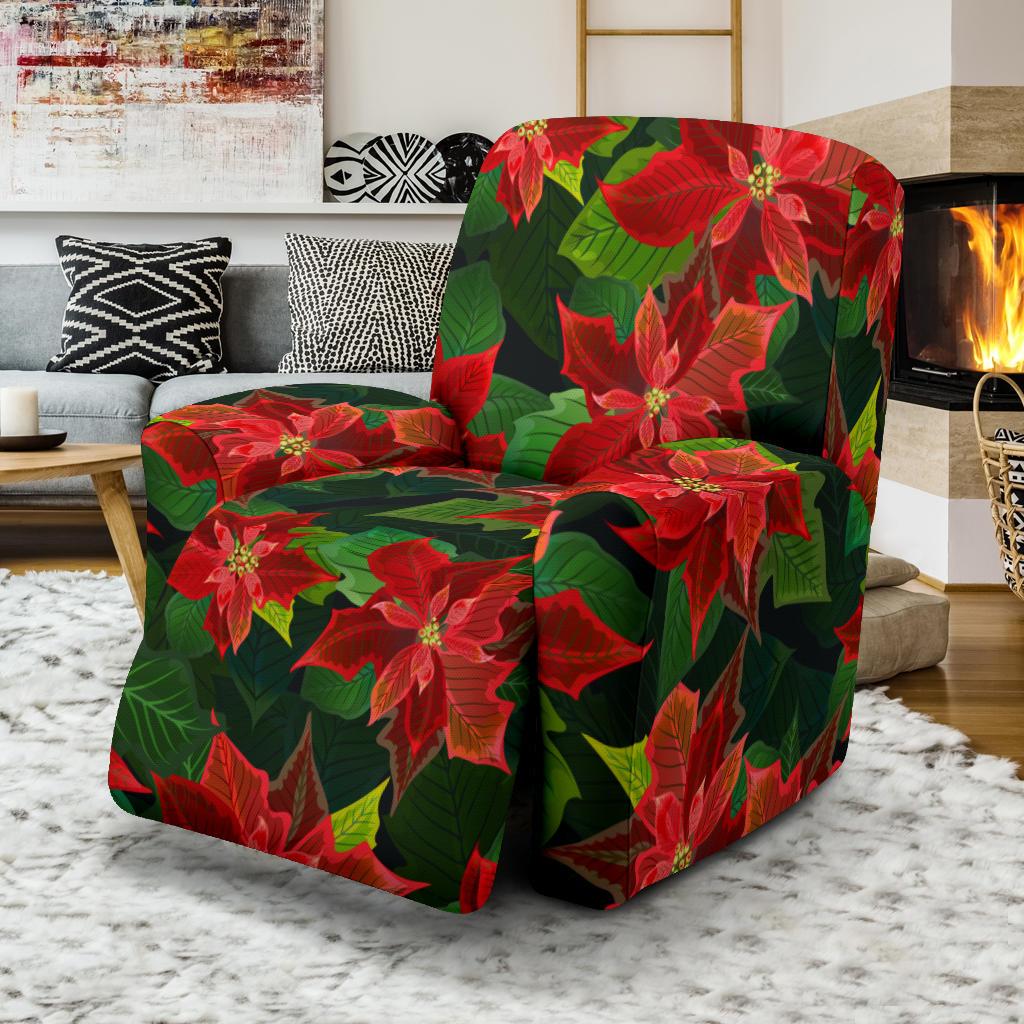 Poinsettia Pattern Print Design POT04 Recliner Slipcover-JORJUNE.COM