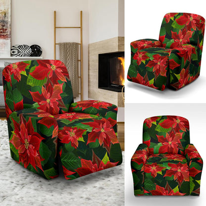 Poinsettia Pattern Print Design POT04 Recliner Slipcover-JORJUNE.COM