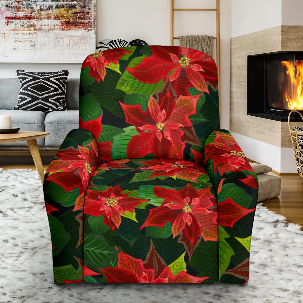 Poinsettia Pattern Print Design POT04 Recliner Slipcover-JORJUNE.COM