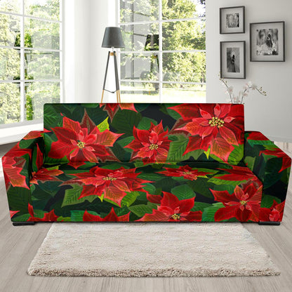 Poinsettia Pattern Print Design POT04 Sofa Slipcover-JORJUNE.COM