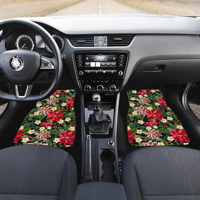 Poinsettia Pattern Print Design POT05 Car Floor Mats-JORJUNE.COM