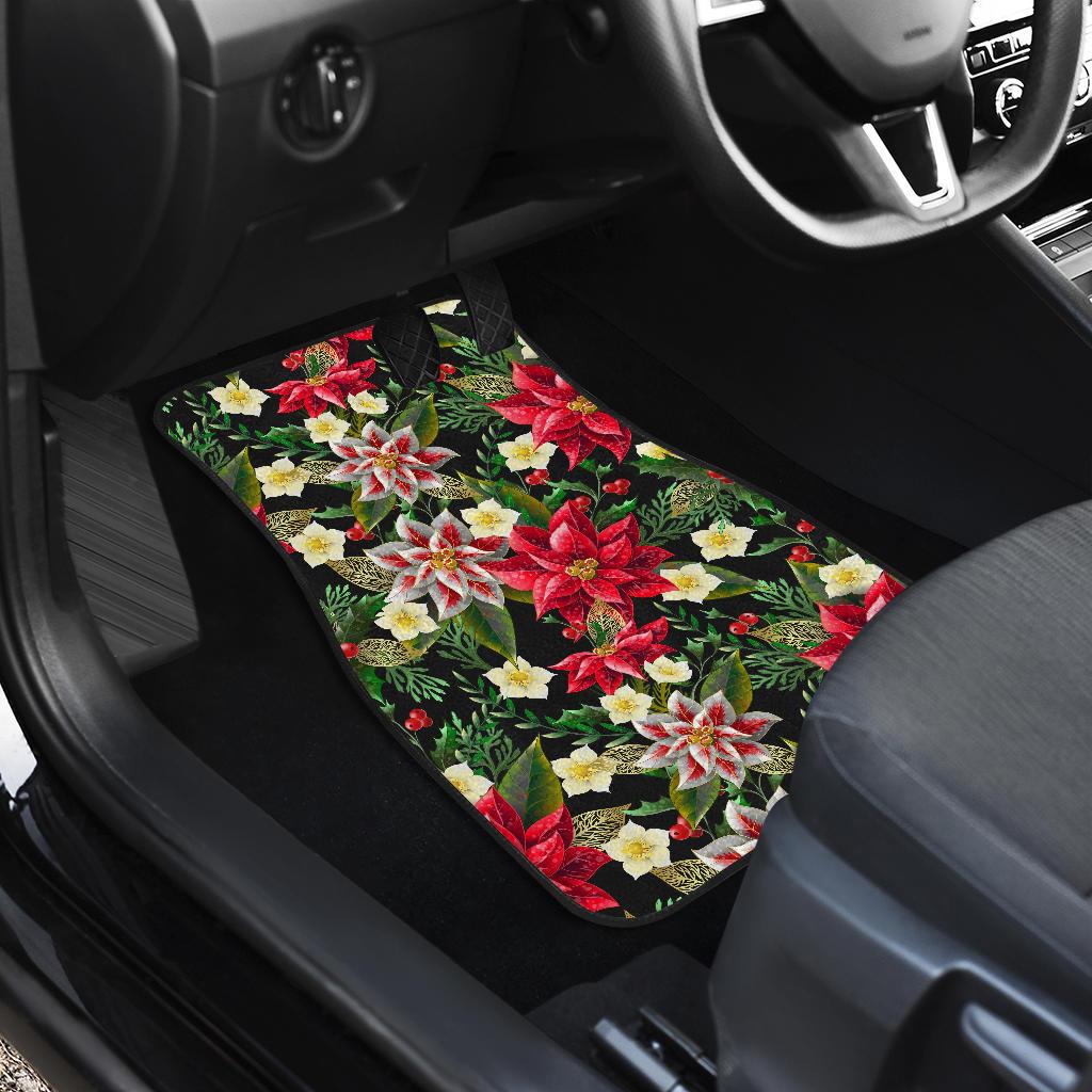 Poinsettia Pattern Print Design POT05 Car Floor Mats-JORJUNE.COM