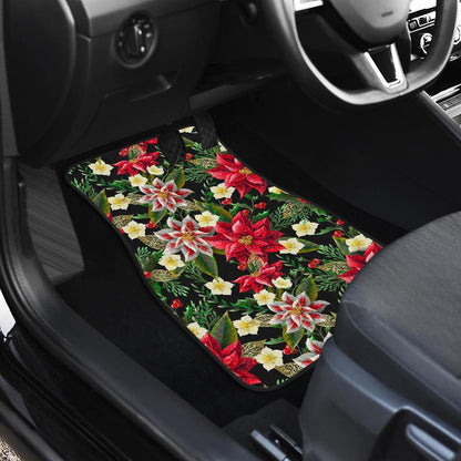 Poinsettia Pattern Print Design POT05 Car Floor Mats-JORJUNE.COM