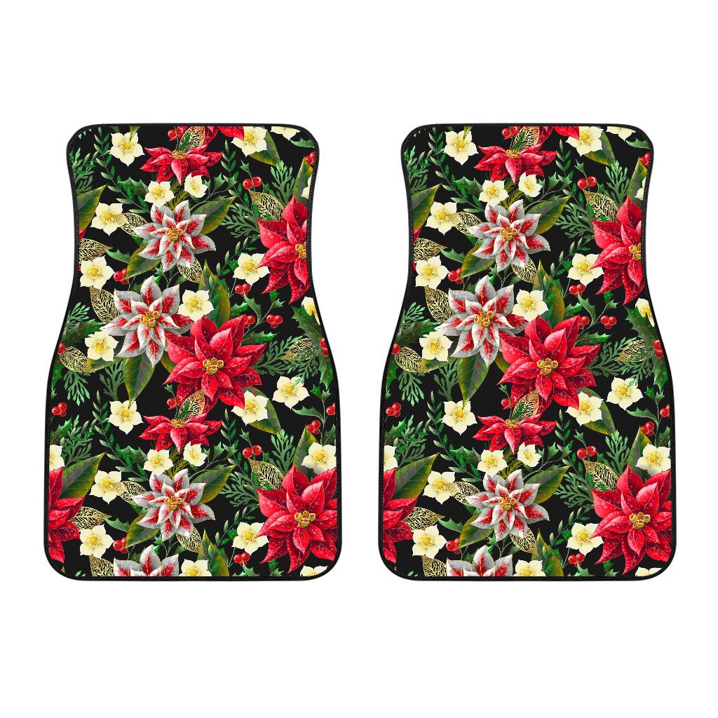 Poinsettia Pattern Print Design POT05 Car Floor Mats-JORJUNE.COM