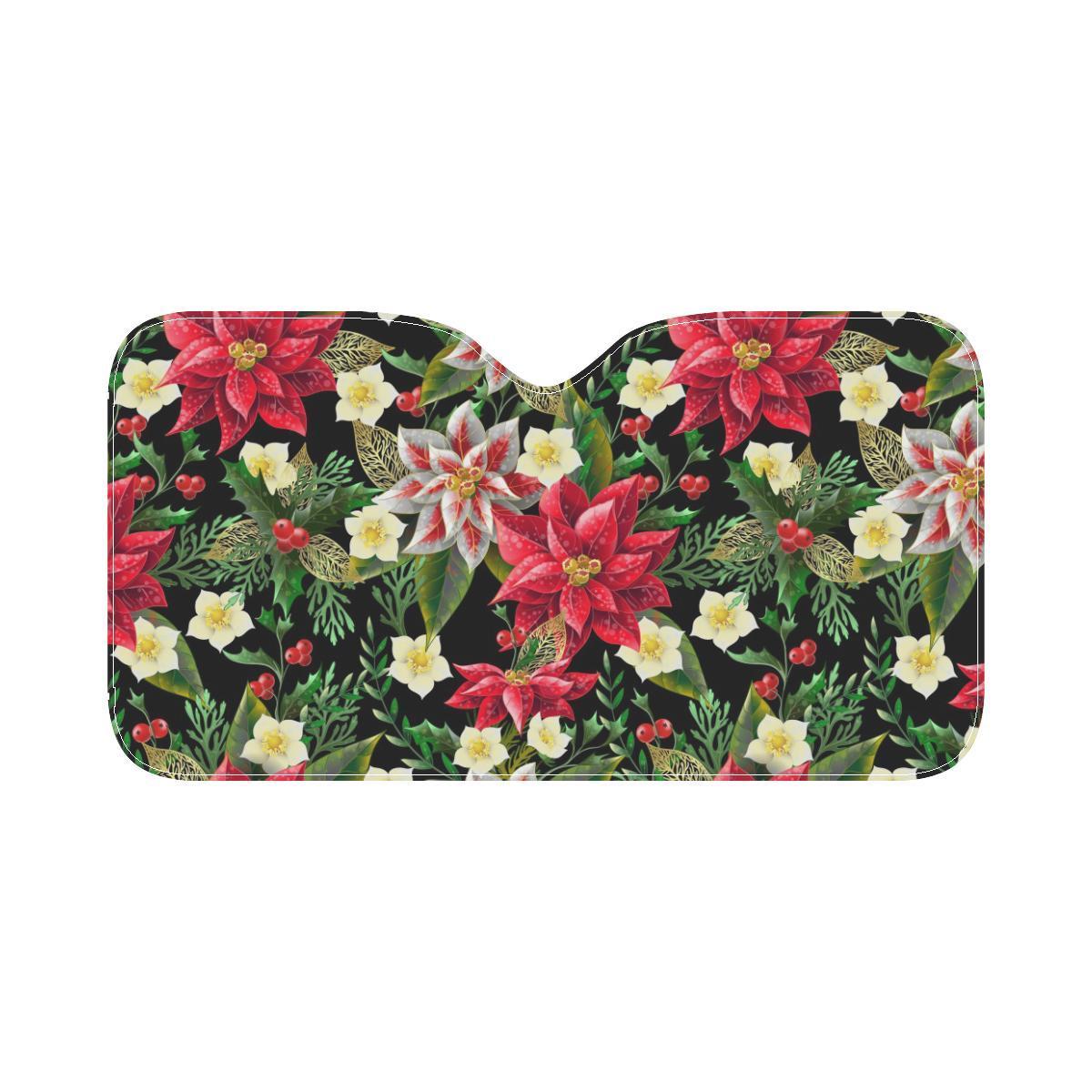 Poinsettia Pattern Print Design POT05 Car Sun Shade-JorJune