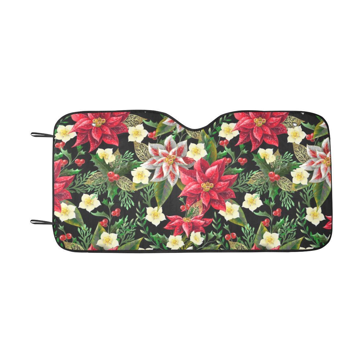 Poinsettia Pattern Print Design POT05 Car Sun Shade-JorJune