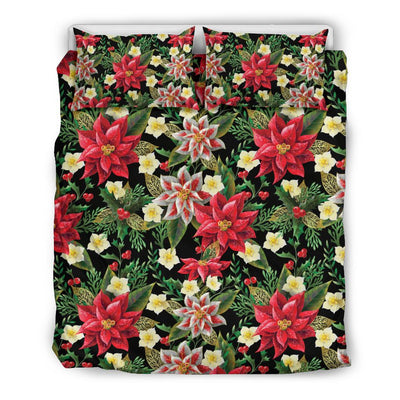 Poinsettia Pattern Print Design POT05 Duvet Cover Bedding Set-JORJUNE.COM