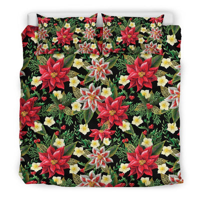 Poinsettia Pattern Print Design POT05 Duvet Cover Bedding Set-JORJUNE.COM