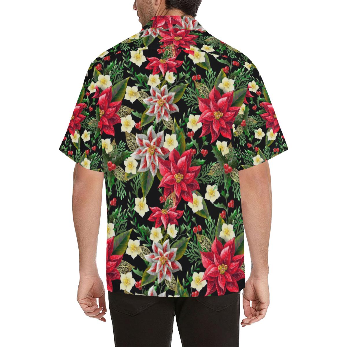 Poinsettia Pattern Print Design POT05 Men Hawaiian Shirt-JorJune