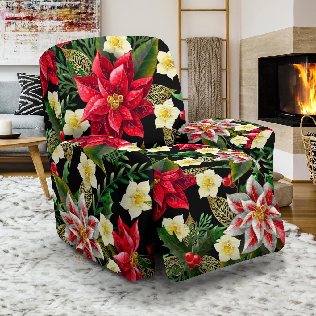 Poinsettia Pattern Print Design POT05 Recliner Slipcover-JORJUNE.COM