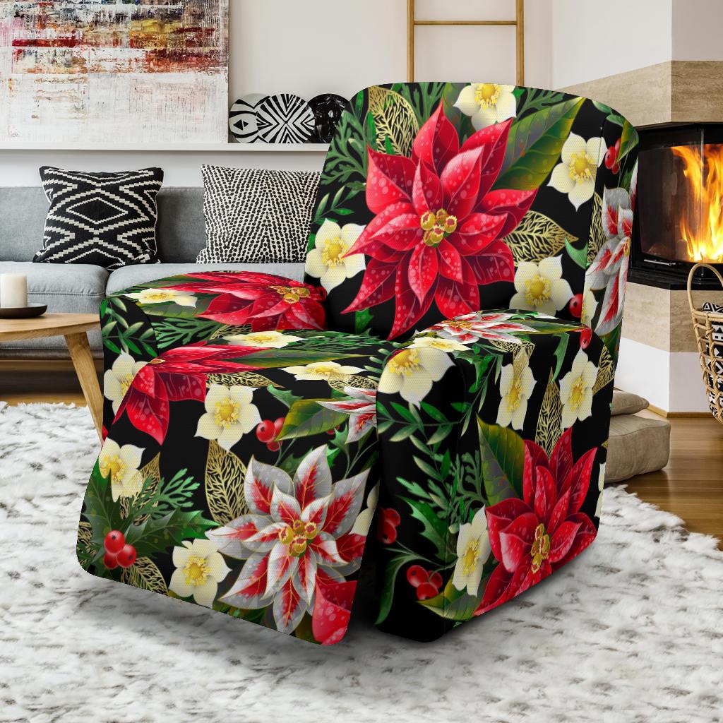 Poinsettia Pattern Print Design POT05 Recliner Slipcover-JORJUNE.COM
