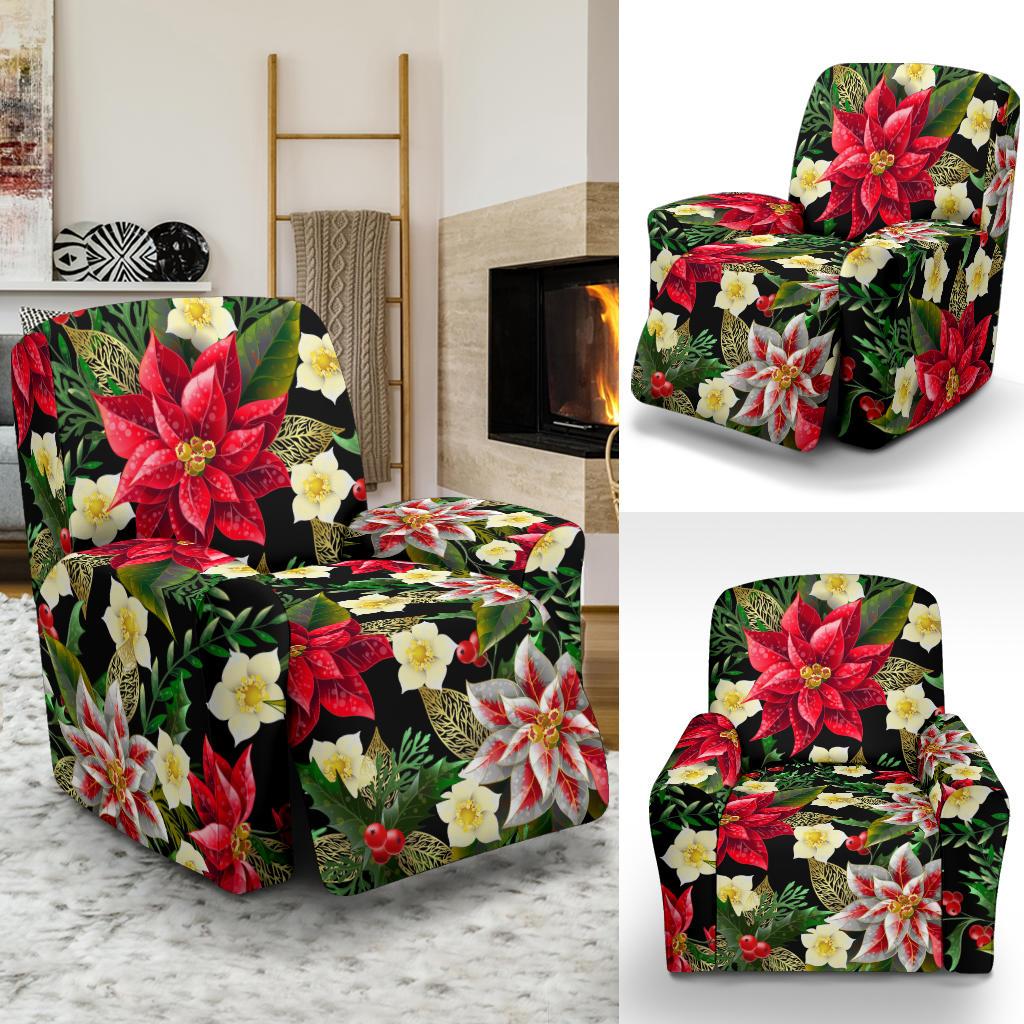 Poinsettia Pattern Print Design POT05 Recliner Slipcover-JORJUNE.COM