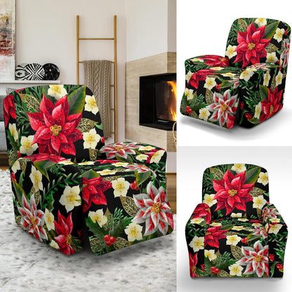 Poinsettia Pattern Print Design POT05 Recliner Slipcover-JORJUNE.COM