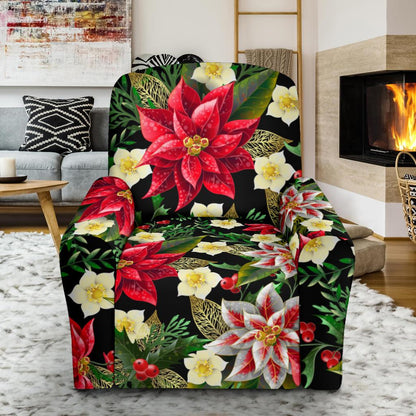 Poinsettia Pattern Print Design POT05 Recliner Slipcover-JORJUNE.COM