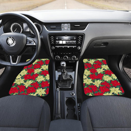 Poinsettia Pattern Print Design POT06 Car Floor Mats-JORJUNE.COM