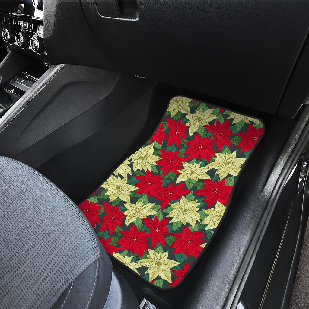 Poinsettia Pattern Print Design POT06 Car Floor Mats-JORJUNE.COM