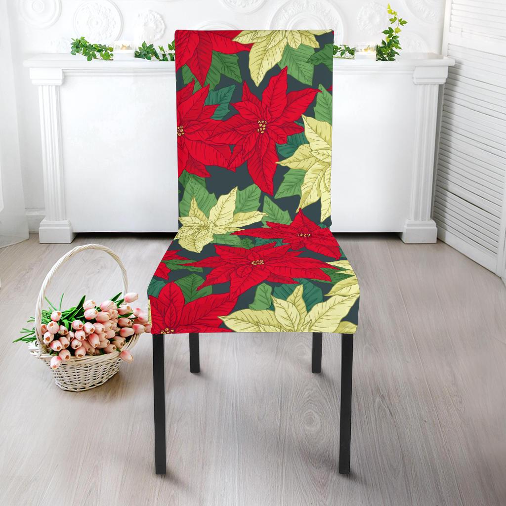 Poinsettia Pattern Print Design POT06 Dining Chair Slipcover-JORJUNE.COM