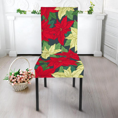 Poinsettia Pattern Print Design POT06 Dining Chair Slipcover-JORJUNE.COM
