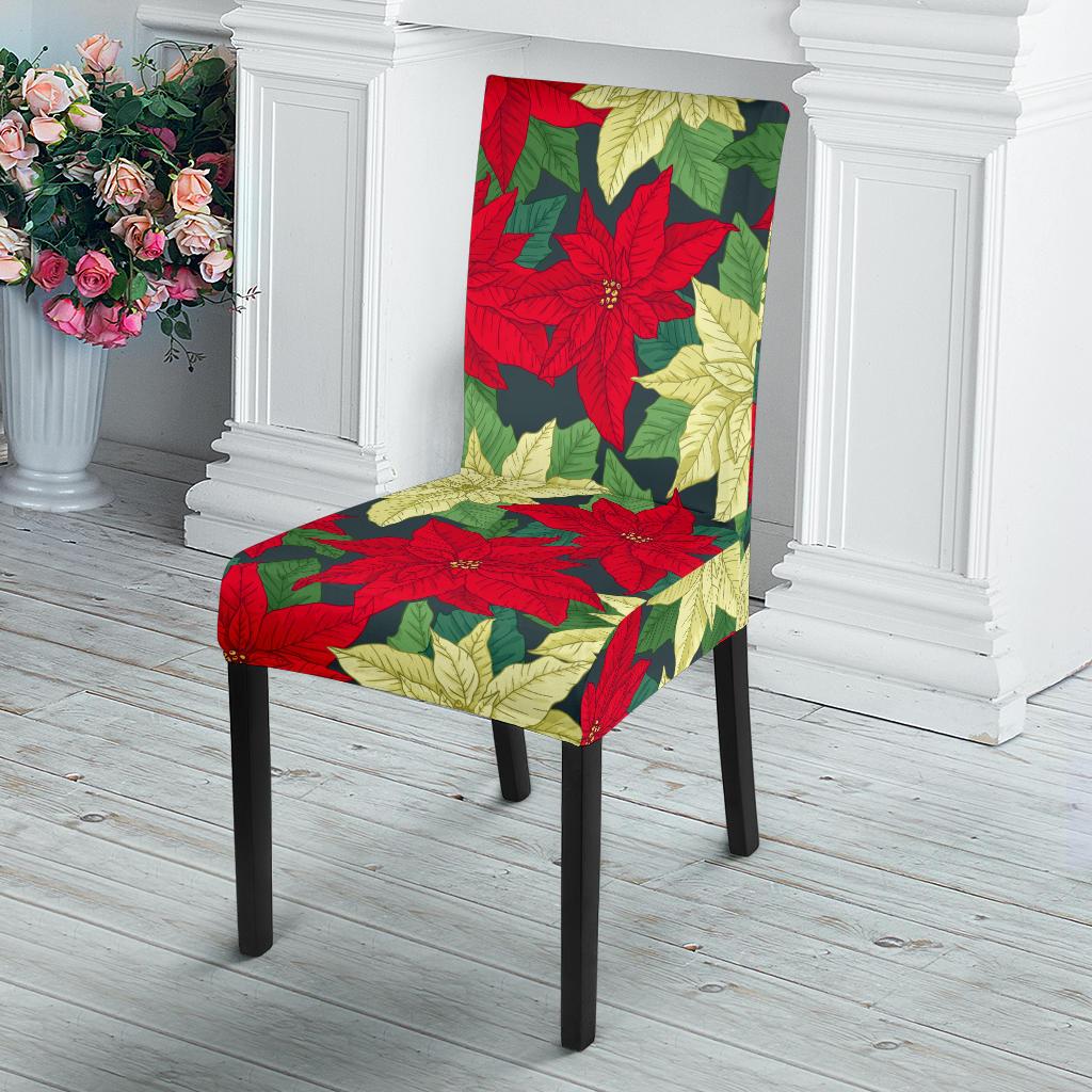 Poinsettia Pattern Print Design POT06 Dining Chair Slipcover-JORJUNE.COM