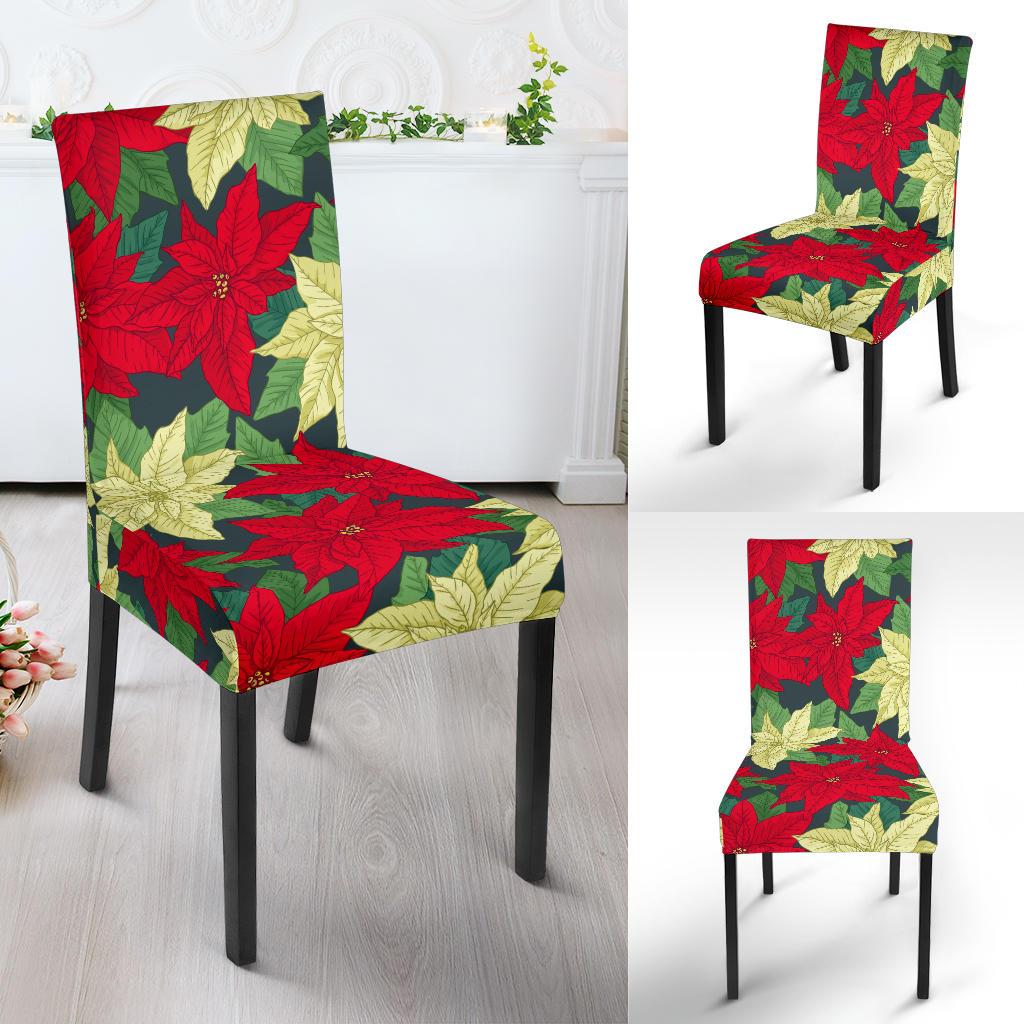 Poinsettia Pattern Print Design POT06 Dining Chair Slipcover-JORJUNE.COM