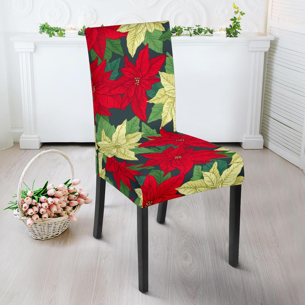 Poinsettia Pattern Print Design POT06 Dining Chair Slipcover-JORJUNE.COM