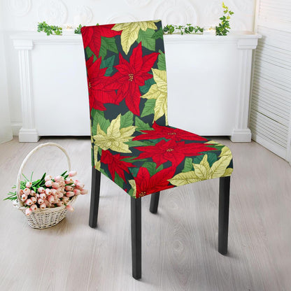 Poinsettia Pattern Print Design POT06 Dining Chair Slipcover-JORJUNE.COM