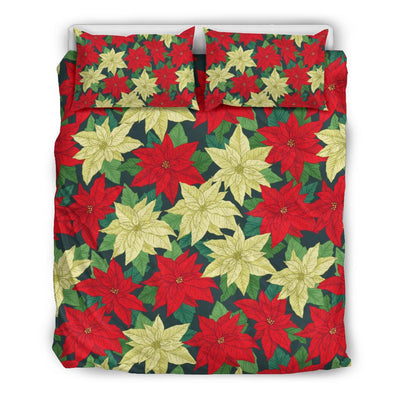 Poinsettia Pattern Print Design POT06 Duvet Cover Bedding Set-JORJUNE.COM