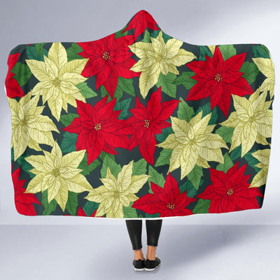 Poinsettia Pattern Print Design POT06 Hooded Blanket-JORJUNE.COM