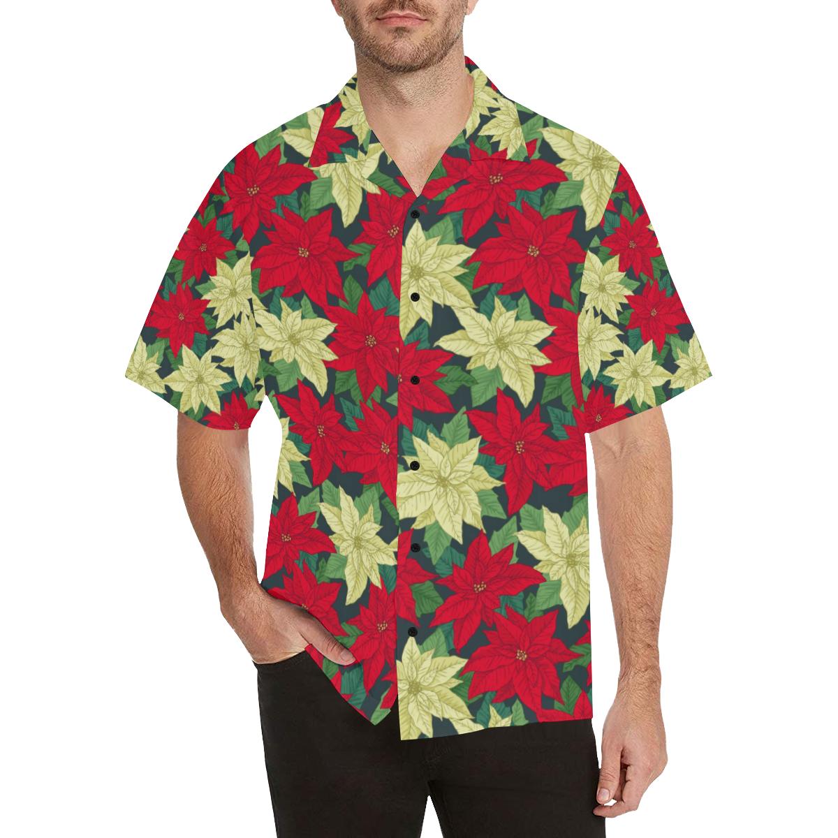 Poinsettia Pattern Print Design POT06 Men Hawaiian Shirt-JorJune