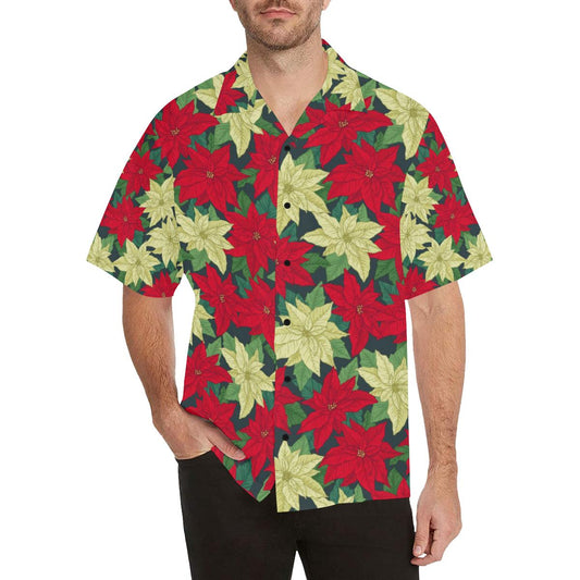 Poinsettia Pattern Print Design POT06 Men Hawaiian Shirt-JorJune