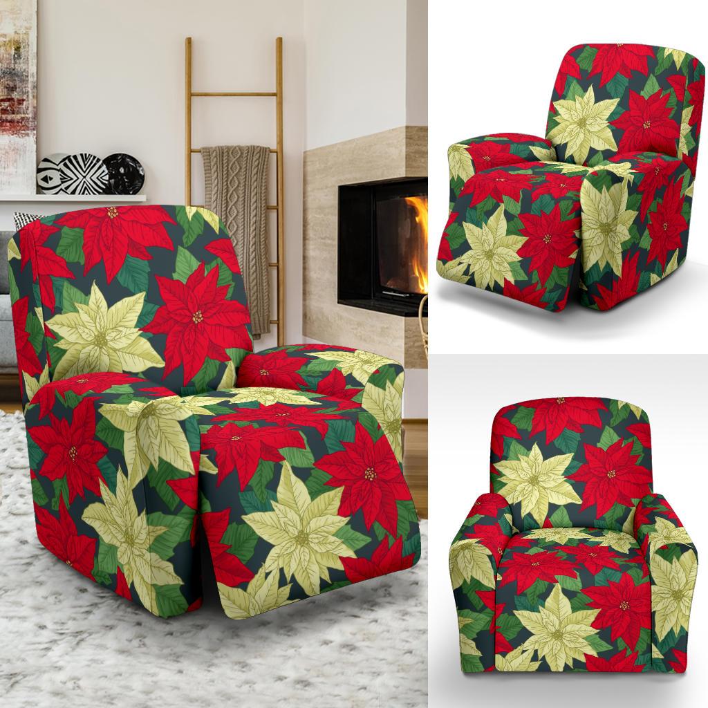 Poinsettia Pattern Print Design POT06 Recliner Slipcover-JORJUNE.COM