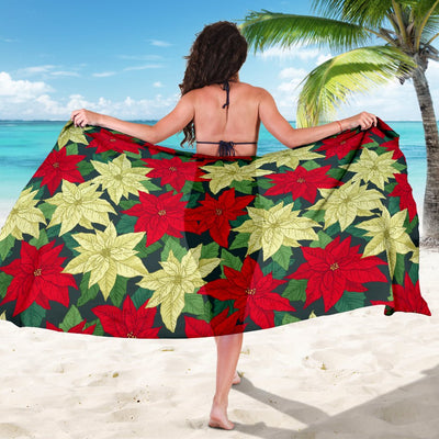 Poinsettia Pattern Print Design POT06 Sarong Pareo Wrap-JORJUNE.COM